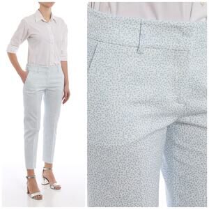 Piazza Sempione Kim Pattern Pants Size 44 Blue White Dot Stretch Cotton